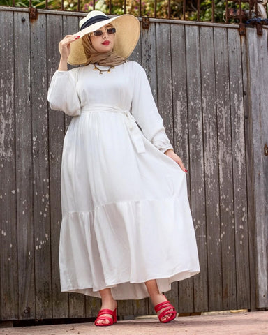 Robe Longue Fluide Ceinturée